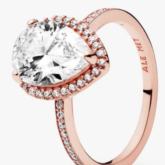 Euc Pandora Sparkling Teardrop Halp rose gold ring - Picture 4 of 4